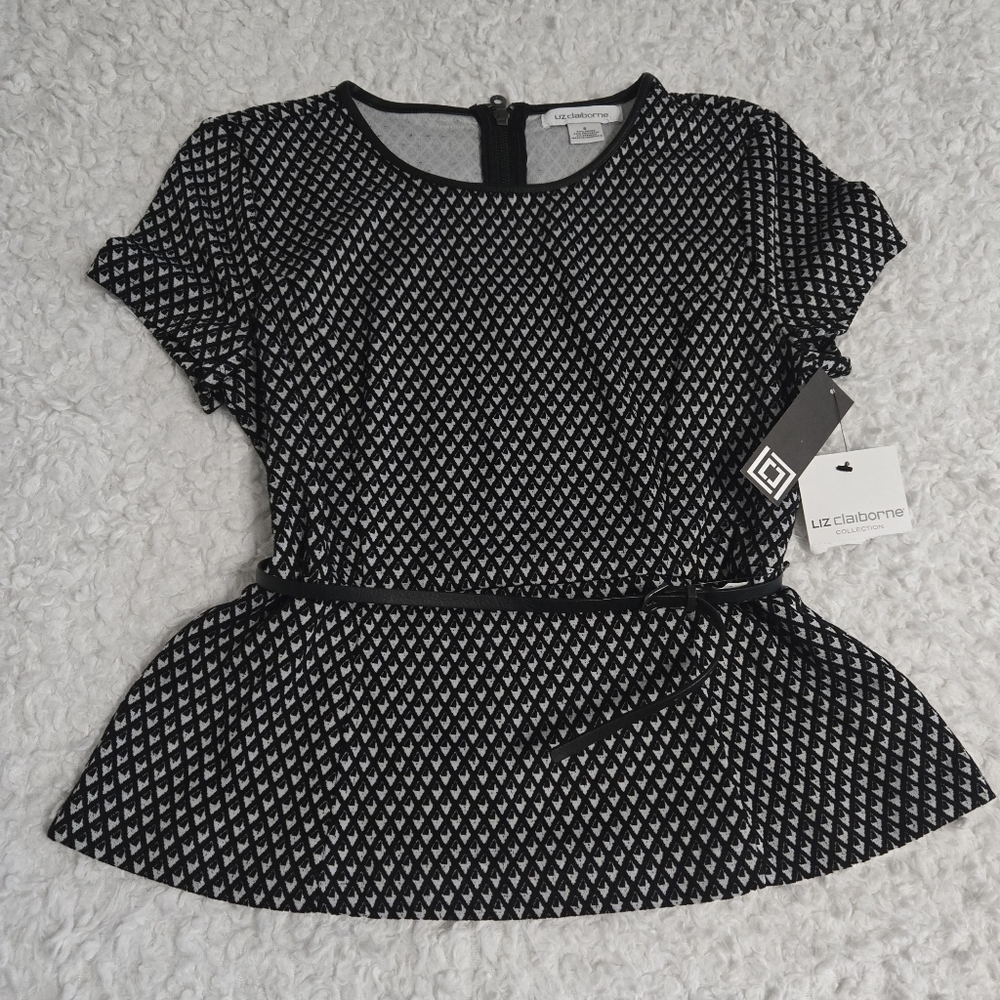 Liz Claiborne Geometric Black and White Blouse